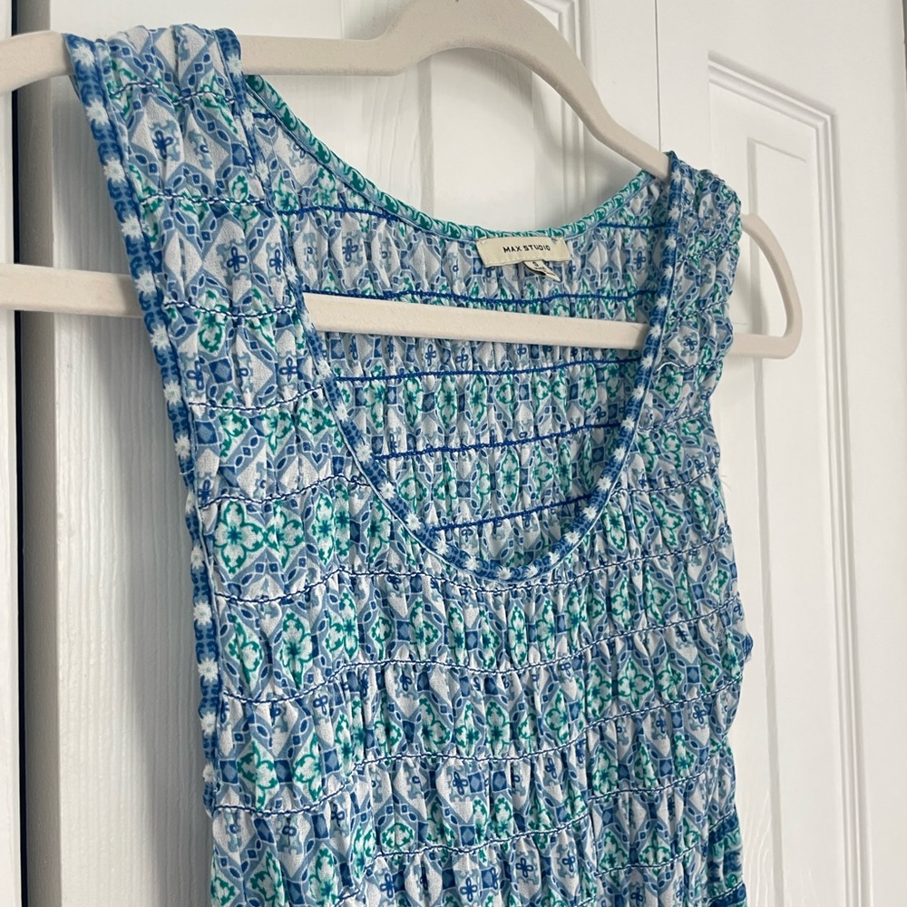 Max Studio Blue Patterned Maxi Midi Dress Size Small